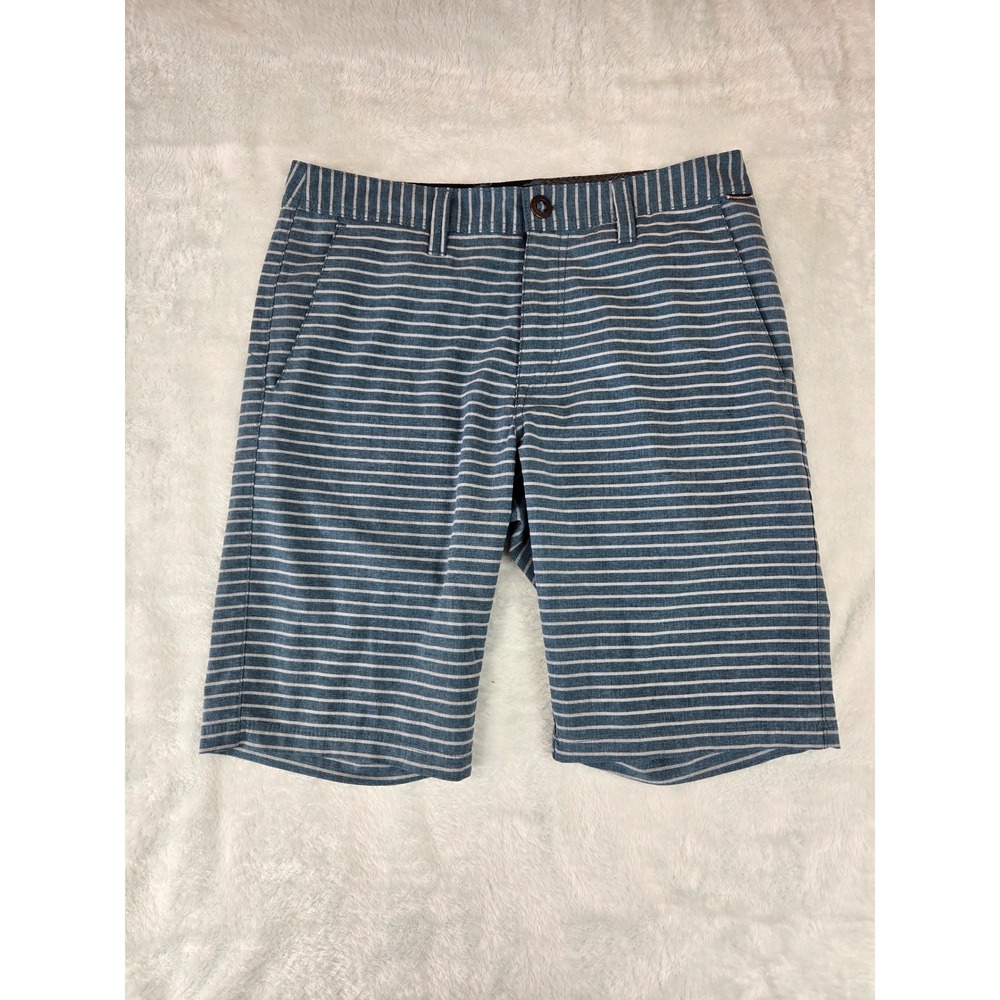 Volcom Surf & Turf Hybrid Shorts Mens 30 Blue White Striped‎ 4-Way Stretch Chino